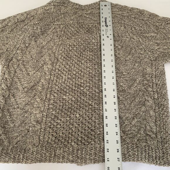 VTG Quill's Sweater Cardigan XL* Gray Wool Open Chunky Fisherman Grandpa Ireland - Picture 9 of 9